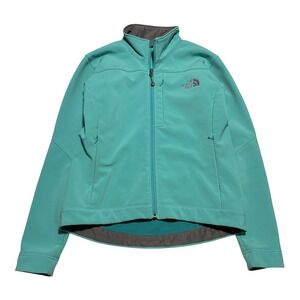 The North Face Apex Teal Softshell Full Zip Fleece Lined Jacket Women's S FLAW